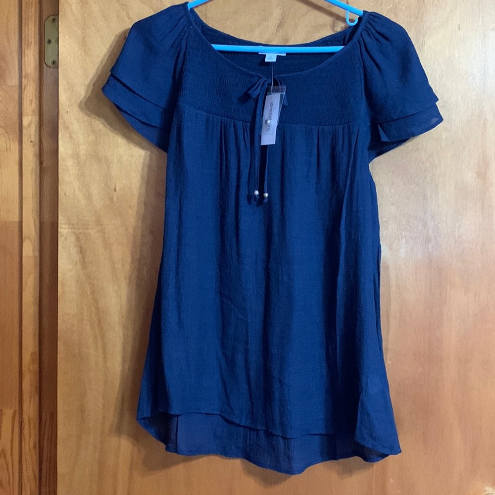 DressBarn short sleeve top dark blue with tags
